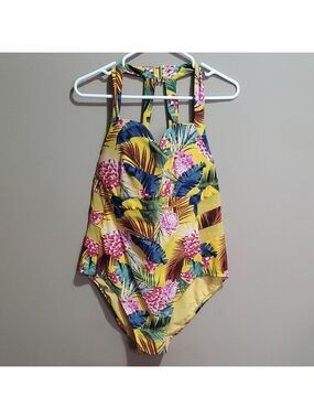 Shein Tropical Yellow Womens Swimwear 3xl